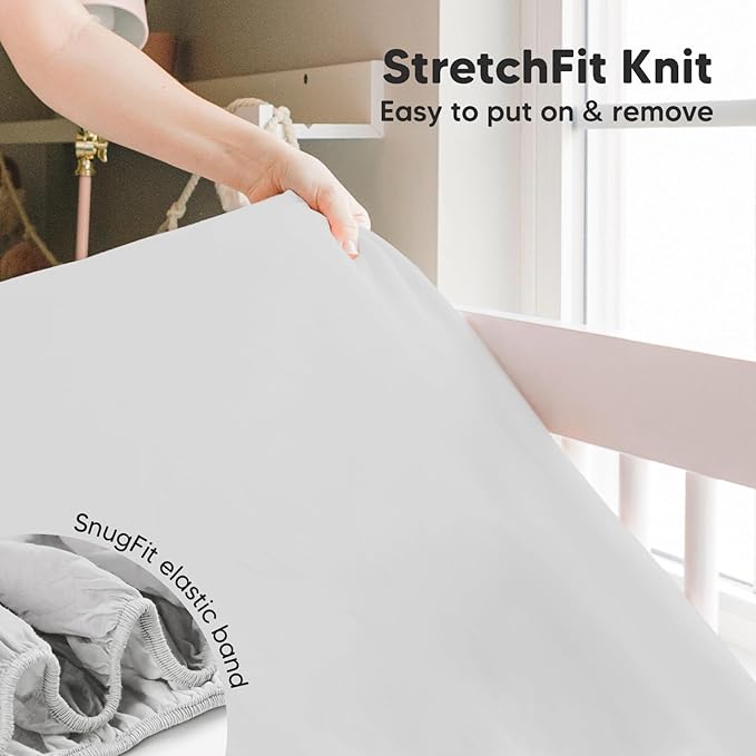 2-Pack Crib Sheets for Boys,Girls - Viscose Derived from Bamboo Fitted Crib Sheet, Organic Baby Crib Sheets, Crib Mattress Sheet,Toddler Bed Sheets,Baby Sheets for Crib Fitted Sheets(French Gray)