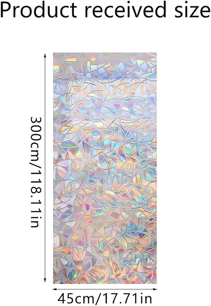 Window Privacy Film,17.5x118 inch Window Film Privacy One Way, Privacy Film for Glass Windows, Rainbow Window Privacy Film (Privacy)