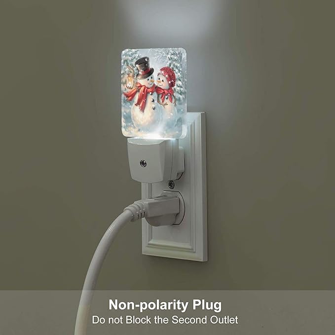 Christmas Snowman Night Light Plug into Wall Decorative Plug in LED Nightlight Auto Sensor Dusk to Dawn Decor Lamp for Kids Bedroom Bathroom Kitchen Hallway Stairs Home