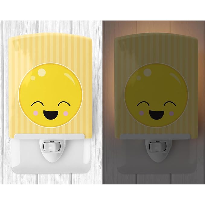 Caroline's Treasures BB8729CNL Laughy Face Ceramic Night Light Compact, UL-Certified, Ideal for Bedroom, Bathroom, Nursery, Hallway, Kitchen, 6x4x3, Multicolor
