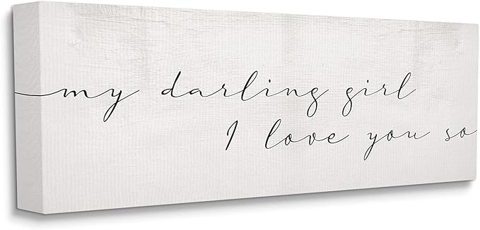 Stupell Industries Darling Girl I Love You So Sentiment Soft Typography, Designed by Daphne Polselli Canvas Wall Art, 17 x 40, Off- White
