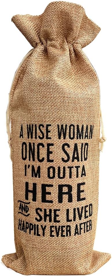LAMPPE I’m Outta Here Funny Wine Gift Bag,Divorce Retirement Going Away Gift Wine Bag for Women Friend Coworker
