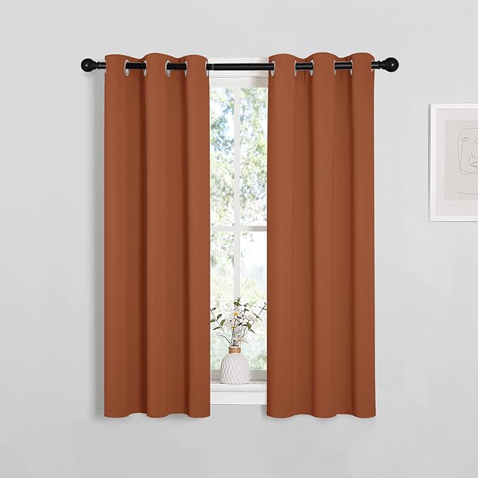 NICETOWN Halloween Burnt Orange Window Curtains Blackout Drapes, 1 Pair, 29 by 40 inches, Thermal Insulated Solid Grommet Blackout Curtains/Draperies for Cafe
