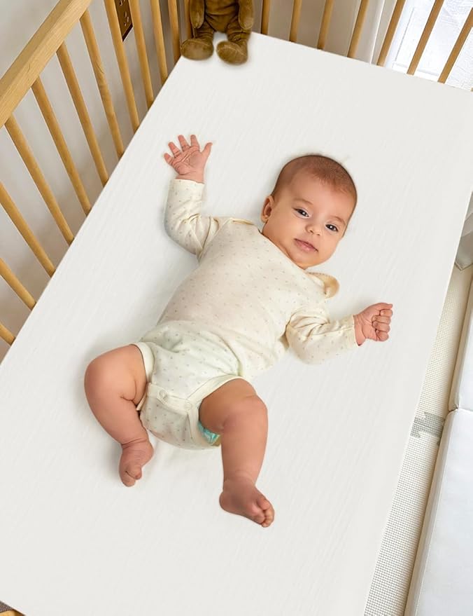 White Crib Sheets Cotton, 28" x 52" Baby Crib Sheets for Standard Crib Mattress, Soft and Breathable Neutral Cotton Crib Sheets (46C-12)