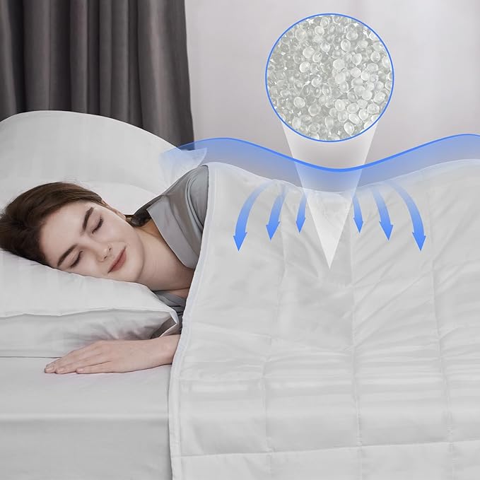 Weighted Blanket for Adult,20lbs Heavy Weighted Blanket 80"x87" Breathable Cooling Summer Blankets, Ultra Soft Cotton Comfort Throw Blanket with Glass Beads for All-Season (White)