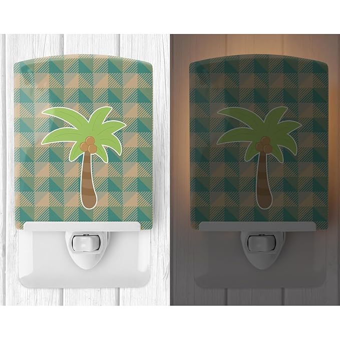 Caroline's Treasures BB7028CNL Palm Tree Ceramic Night Light Compact, UL-Certified, Ideal for Bedroom, Bathroom, Nursery, Hallway, Kitchen, 6x4x3, Multicolor