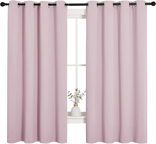 NICETOWN Blackout Curtain Panels for Girls Room, Nursery Essential Thermal Insulated Solid Grommet Top Blackout Drapes (Lavender Pink, 1 Pair, 55 x 68 inches)