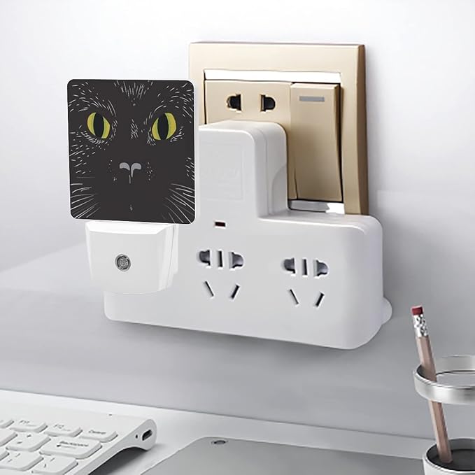 LED Night Lights Lamp with Dusk to Dawn Sensor, Hand Draw Cat Muzzle Night Lamp, Night Lights Plug Into Wall for Kids Room, Bedroom, Bathroom, Kitchen, Hallway