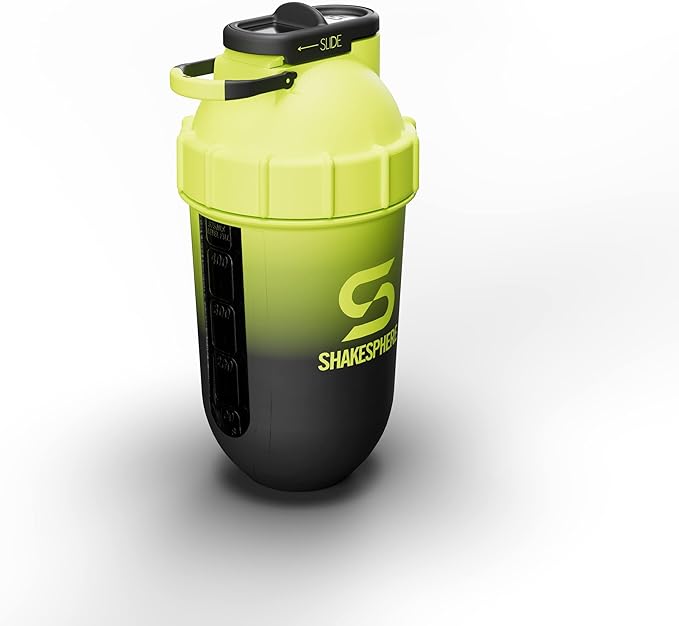 SHAKESPHERE Tumbler Cooler Shaker - Protein Shaker Bottle and Smoothie Cup, 24 oz - Bladeless Blender Cup Purees Raw Fruit with No Blending Ball – Powder Mixer for Pre Workout Gym (Ombre Yellow)