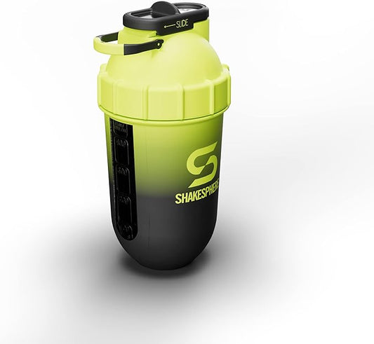 SHAKESPHERE Tumbler Cooler Shaker - Protein Shaker Bottle and Smoothie Cup, 24 oz - Bladeless Blender Cup Purees Raw Fruit with No Blending Ball – Powder Mixer for Pre Workout Gym (Ombre Yellow)