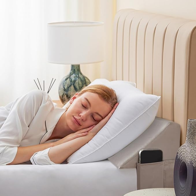 Queen Bed Wedge Pillow for Headboard, Foam Headboard Pillow, Bed Gap Filler, Mattress Wedge, Mattress Gap Filler Queen - Fill The Gap (0-7") Between Headboard and Mattress (Gray, 60"x10"x6")