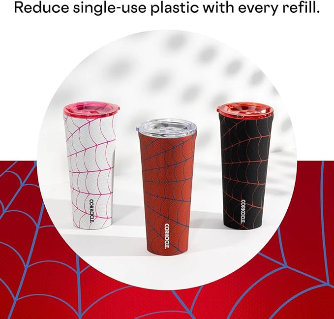 Corkcicle x Marvel Spider-Man Classic Insulated Coffee Mug with Lid, 24 oz – Stainless Steel Travel Tumbler Keeps Drinks Cold 9+hrs, Hot 3hrs – Cupholder Friendly Travel Coffee Tumbler