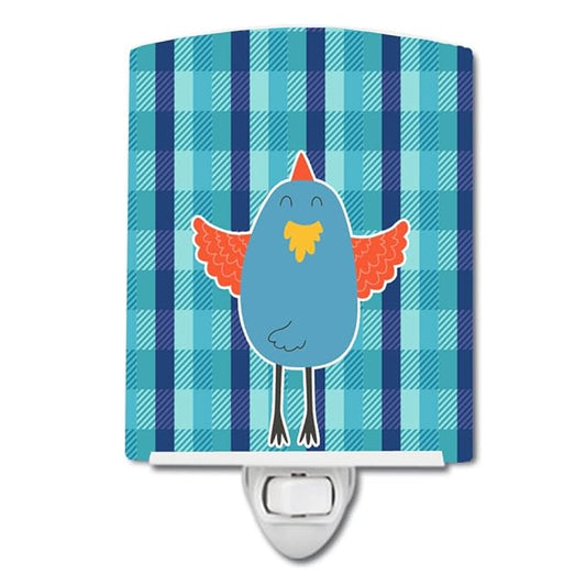 Caroline's Treasures BB6782CNL Blue Chicken Ceramic Night Light Compact, UL-Certified, Ideal for Bedroom, Bathroom, Nursery, Hallway, Kitchen, 6x4x3, Multicolor
