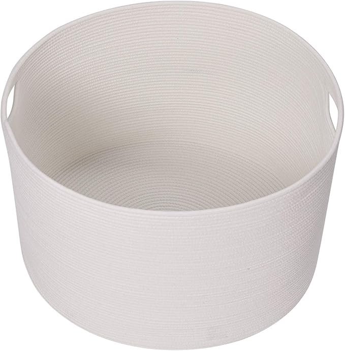 24" x 24" x 17" Max Size Large Cotton Rope Basket, Extra Large Storage Basket, Woven Laundry Hamper, Cloth Storage Bin, for Blankets Clothes Towels Pillows in Living Room, All White