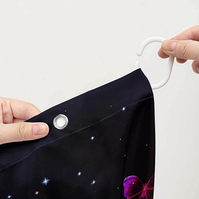 AILONEN Butterfly Shower Curtain Bathroom 72" W*78" H Sparkly Colourful Butterfly Curtain Cloth Fabric Bathroom for Girls Kids,Deep Color Shower Curtain Set