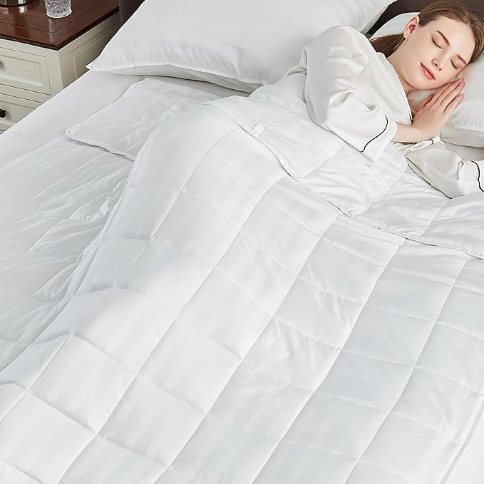 Weighted Blanket (36"x48" 5lbs) Weighted Blanket Cooling Blanket for Sleeping,Throw Size Breathable Blanket with Premium Glass Bead(White)