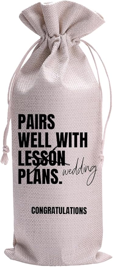 Pairs Well With Lesson Plans Mr and Mrs Wedding Gift Engagement Gift Bag For Couples bride/him/her Newly Engaged Gift Wine Tote Bridal Shower Gift