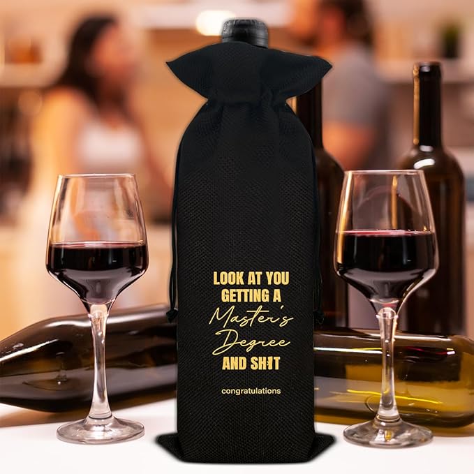 Graduation Wine Bag Funny Masters Degree Wine Gift Bag Graduation Gifts for Masters Graduates University College Grad