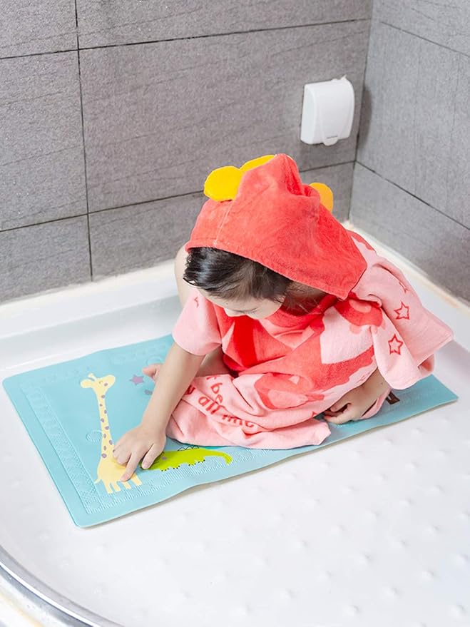 TONWHAR Kids Bath/Pool/Beach Hooded Poncho Towel-Cartoon Animal Pattern Cotton Beach Towel for Baby and Kids (Pink Dinosaur, 1-4 Years/Height:33.4"-43.3")