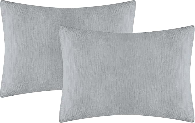 Organic Cotton Muslin Mini Pillowcases with Envelope Design,2 Pack Ultra Breathable Kids Toddler Pillowcases for Boys and Girls- 13 x 18 inches (Grey)