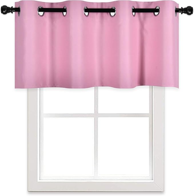 Brush Pink Valance for Girls Bedroom Blackout Grommet Top Valance Window Treatment for Living Room Short Straight Drape Valance for Nursery Baby Girls Room 52X18 1 Panel