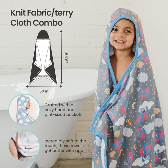 Copper Pearl Hooded Bath Towels Premium Knit/Terry Cloth Toddler Towels with Hood, Pockets, and Cool Designs - Great to Gift and Make Bath Time Fun - Big Kids Hooded Towel, Oscar The Grouch