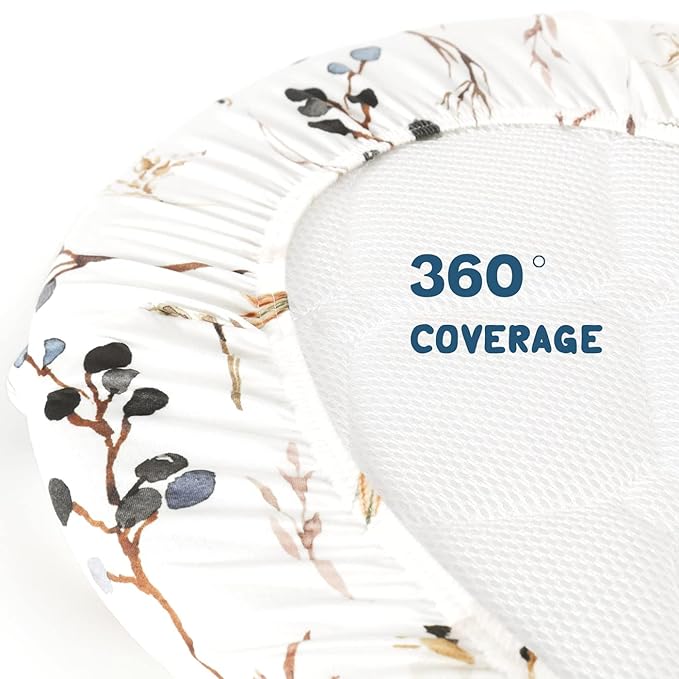 GRSSDER Stretchy Ultra Soft Fitted Bassinet Sheet Set 3 Pack, Universal Fit for Bassinets Baby Cradle Moses Basket Oval Rectangle Mattress Safe and Snug, Stylish Pretty Flora for Baby, Beige