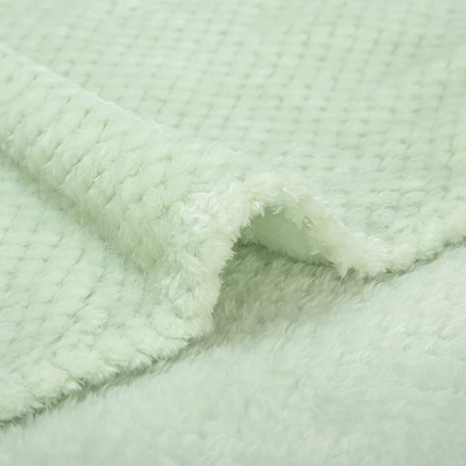 Fuzzy Throw Blanket, Plush Fleece Blankets for Adults, Toddler, Boys and Girls, Warm Soft Blankets and Throws for Bed, Couch, Sofa, Travel and Outdoor, Camping (40Wx60L, M-Pastel Green)