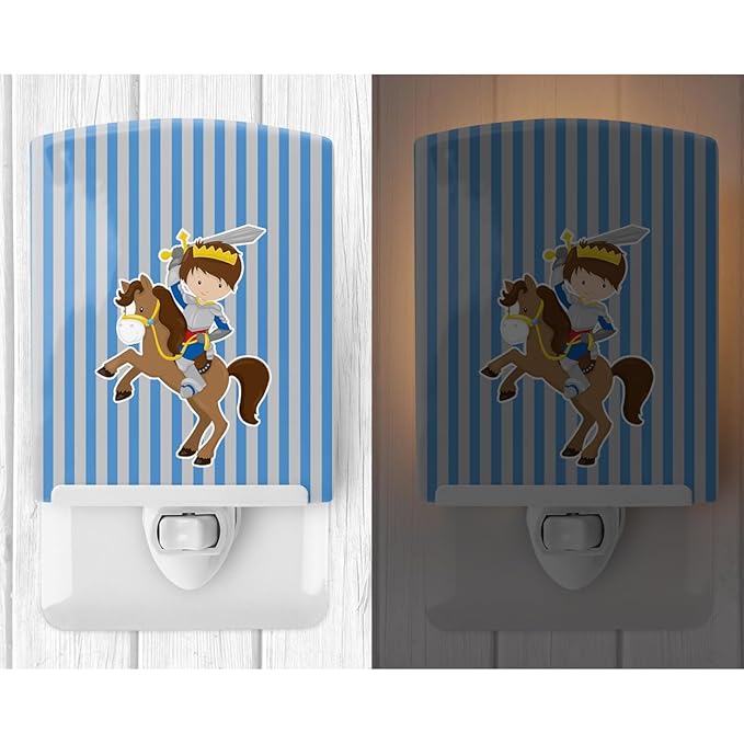 Caroline's Treasures BB8745CNL Brunette Boy Knight on Horse Ceramic Night Light Compact, UL-Certified, Ideal for Bedroom, Bathroom, Nursery, Hallway, Kitchen, 6x4x3, Multicolor
