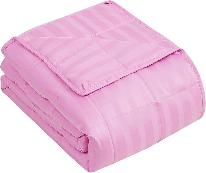Weighted Blanket for Adult,25lbs Heavy Weighted Blanket 60"x80" Breathable Cooling Summer Blankets, Ultra Soft Cotton Comfort Throw Blanket with Glass Beads for All-Season (Pink)