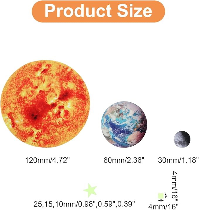 uxcell 1 Set Glow in The Dark Solar System Stickers, Glow Star and Square Wall Decals Glowing Decal Decoration for Ceiling and Wall