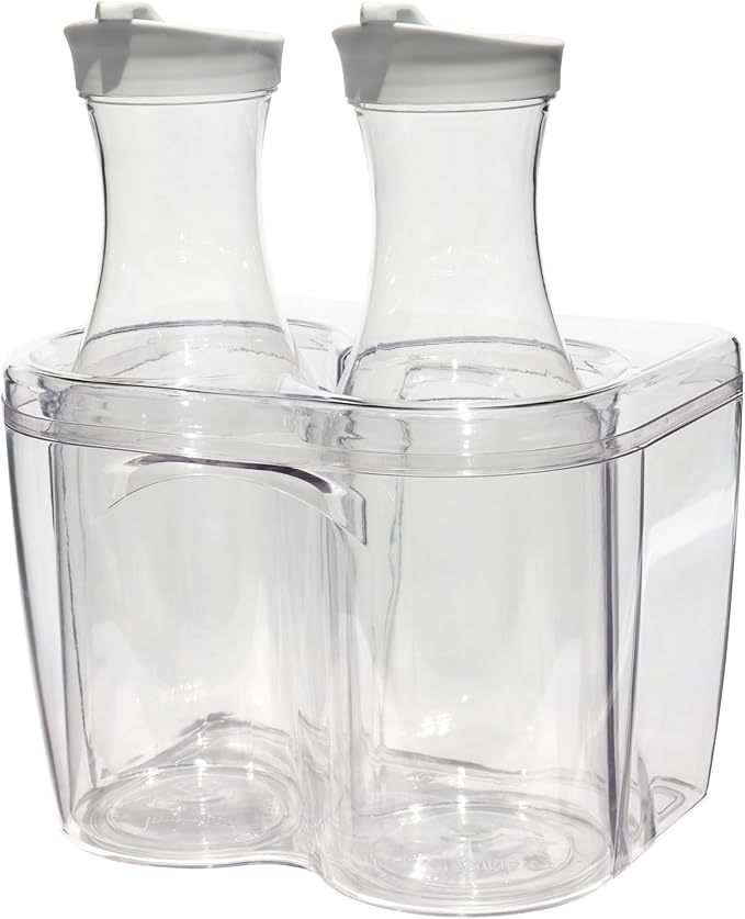 Ice Chilled Wine Bottle Server and Carafe Set - Includes Two 1.35L Carafes | Champagne & Wine Bottle Chiller | Shatter Resistant Cooler for Bars and Outdoors | Keeps Bottles Cooler for Longer