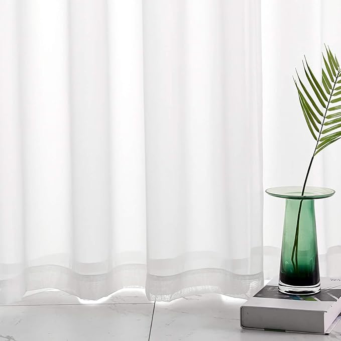 White Sheer Curtains 108 Inches Long 2 Panels Translucent Solid Color Window Treatment Rod Pocket White Sheer Curtains Extra Long Cheap Topper for Bedroom Living Room 2 Panels 52x108