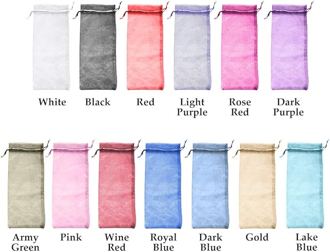 Kakalote 30pcs Sheer Organza Wine Bags, Design Fine Mesh Wine Gift Bag, Reusable Bottle Bags for Travel, Wedding, Birthday, and Dinner Party(Light Purple)