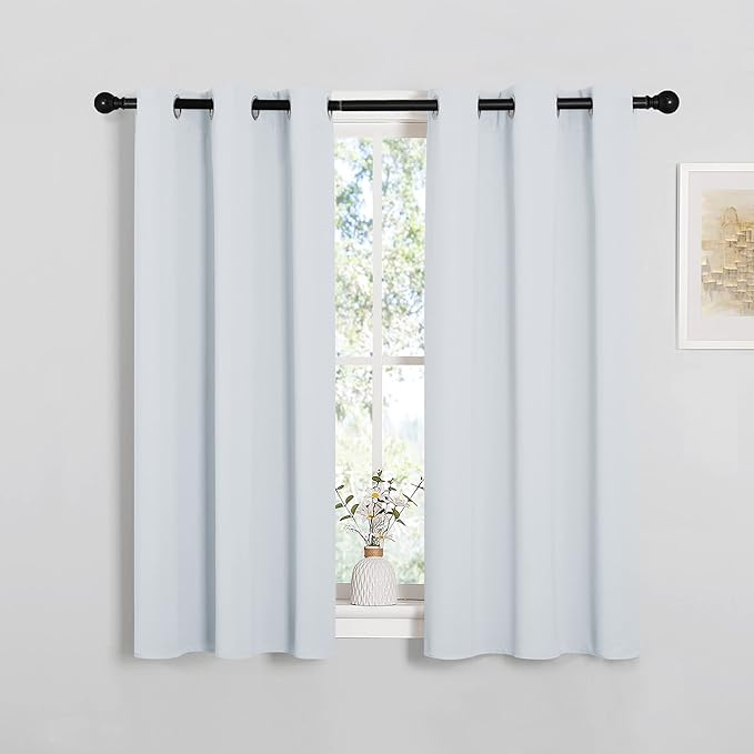 NICETOWN Room Darkening Draperies Curtains Panels, Window Treatment Thermal Insulated Grommet Room Darkening Curtains/Drapes for Bedroom (Greyish White, 2 Panels, 34 by 45)