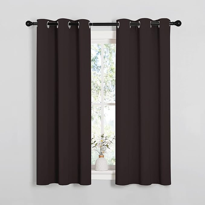NICETOWN Room Darkening Draperies Curtains, Energy Smart Thermal Insulated Solid Grommet Curtains/Drapes Window Panels (2 Panels, 34-inch x 54-inch, Toffee Brown)
