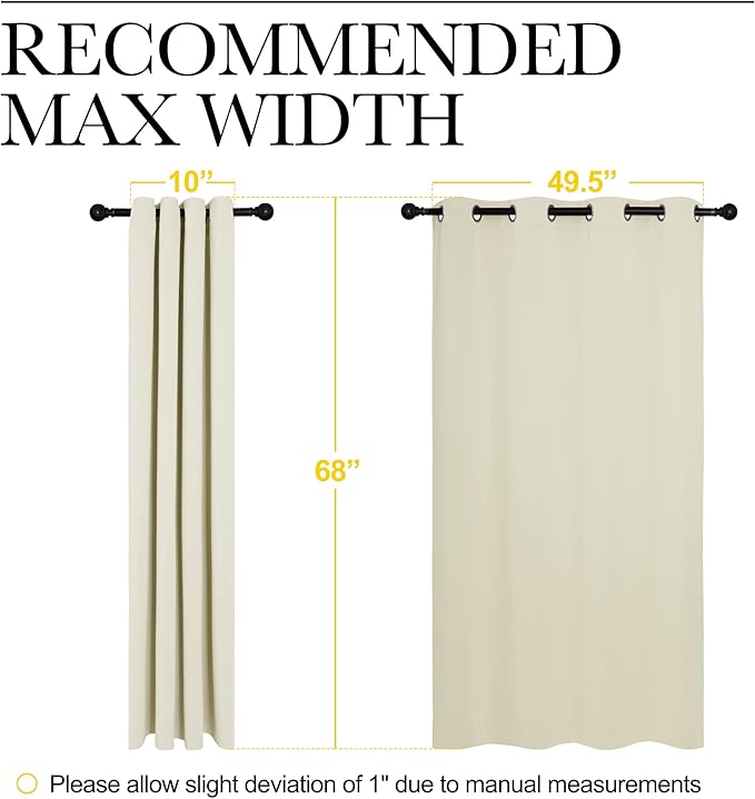 NICETOWN Room Darkening Curtain Panels for Cafe, Thermal Insulated Grommet Room Darkening Draperies/Drapes for Window (Beige, 2 Panels, W55 x L68 -inch)