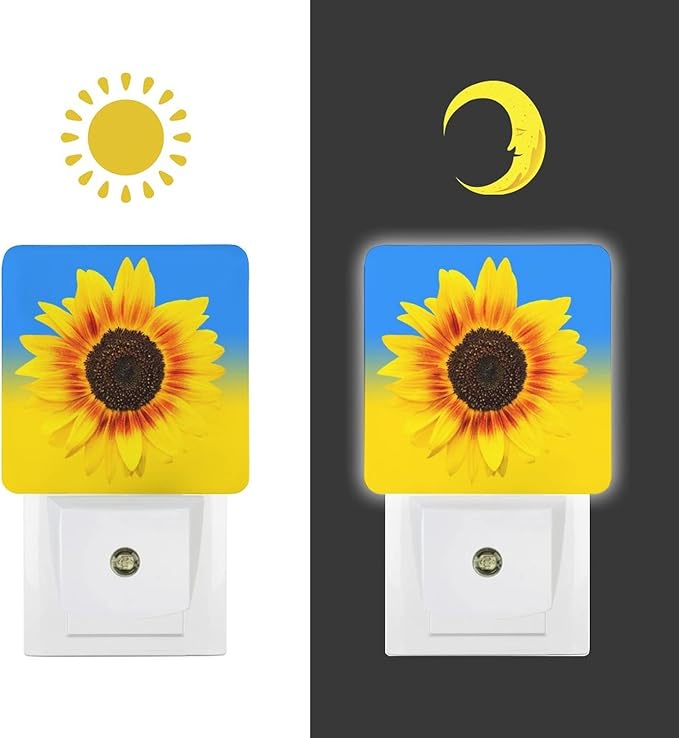 LED Night Lights Lamp with Dusk to Dawn Sensor, Bright Yellow Sunflowers Head Night Lamp, Night Lights Plug Into Wall for Kids Room, Bedroom, Bathroom, Kitchen, Hallway