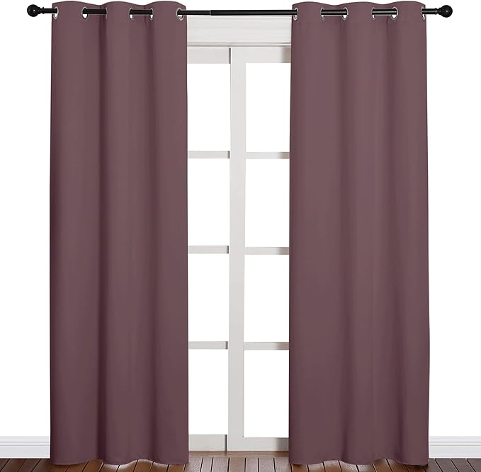 NICETOWN 84 inches Blackout Curtains for Office and Theater, Dry Rose, 1 Pair, 42 inches Wide, Thermal Insulated Solid Grommet Drapes for Living Room