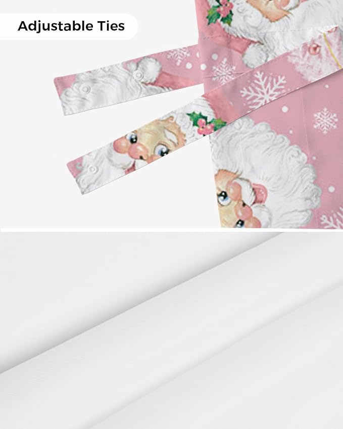 Pink Christmas Blackout Tie Up Valance Curtains for Kitchen Windows Santa Claus Merry Christmas Tree Window Toppers Balloon Shades for Living Room/Bathroom/Bedroom,1 Panel, 54" X 18", Winter Snowflake