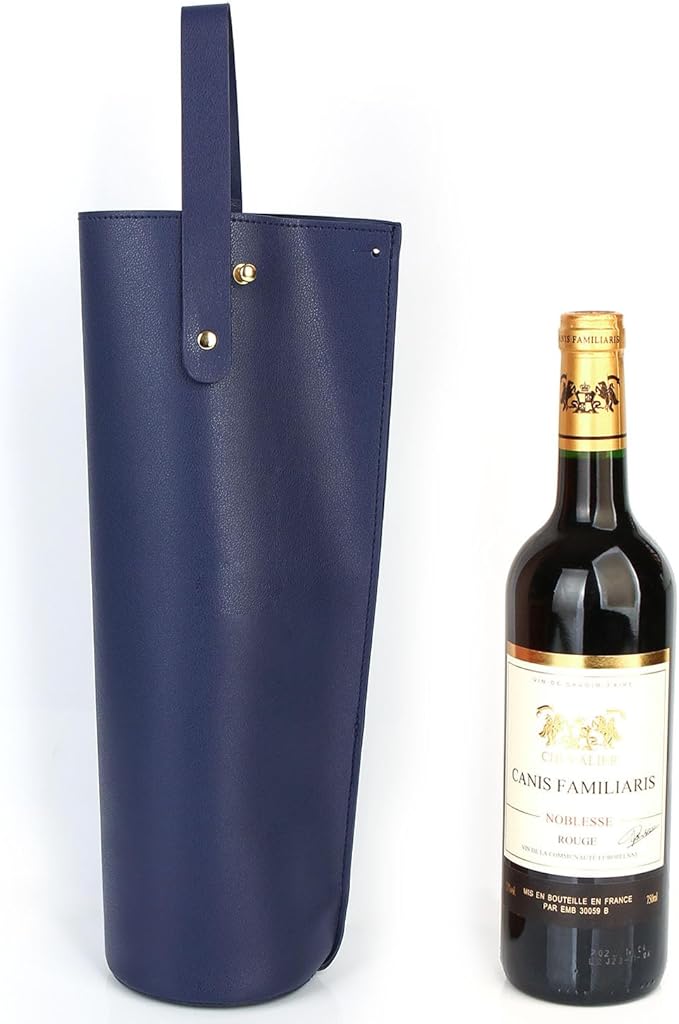 Wine Gift Bag, Reusable PVC Leather Wine Tote Carrier, Double Layered bag, Birthday Bridal Showers Holiday Gifts