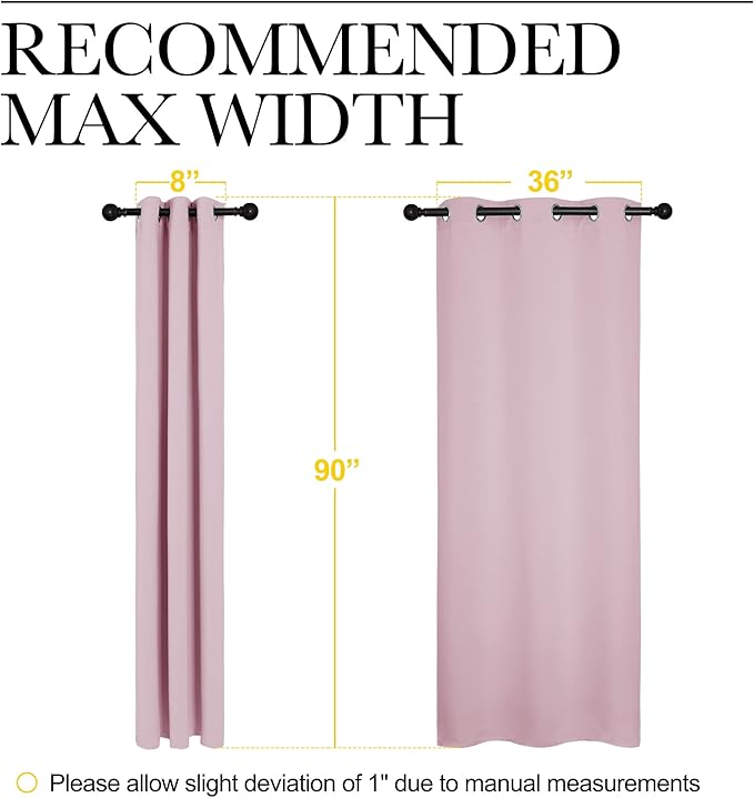 NICETOWN Room Darkening Drapes for Nursery - Light Blocking Curtain Panels for Bedroom Girl Room, Soft Fabric Window Treatment (Lavender Pink, 42 inches Width by 90 inches Length, 1 Pair)