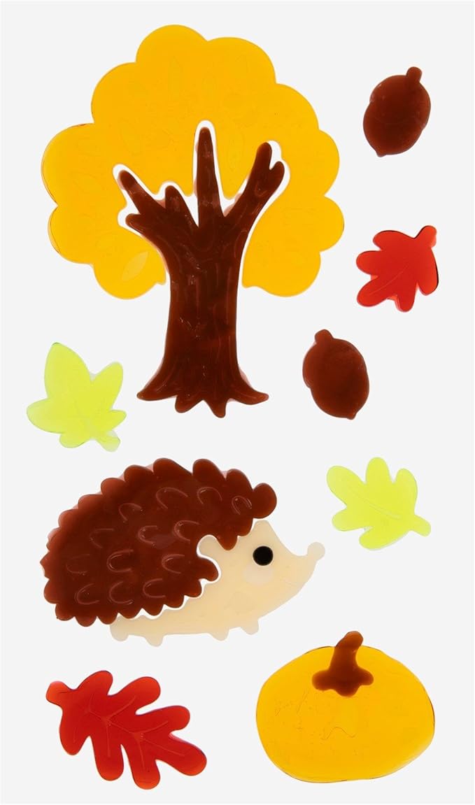 Hedgehog & Tree Autumn Gel Cling Set - 11 Piece