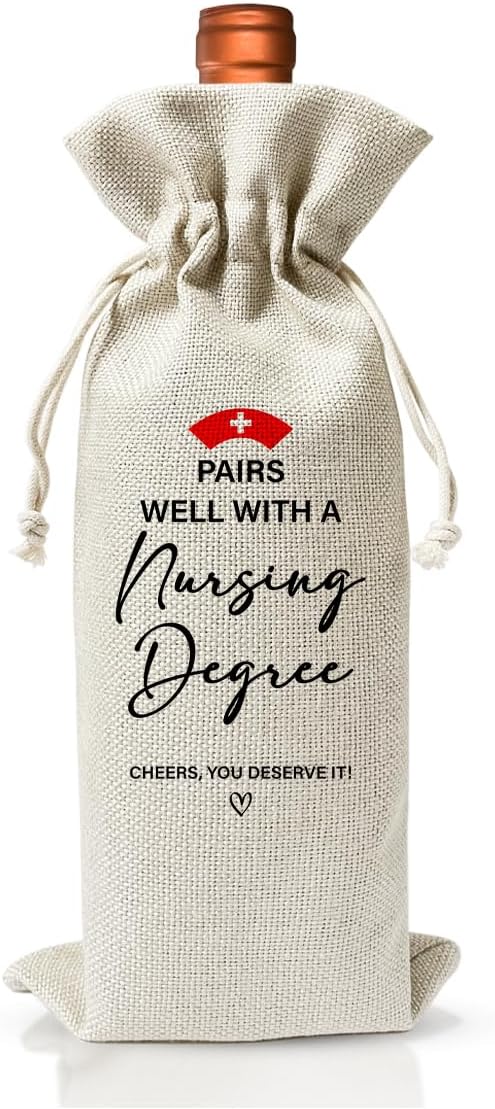 Nursing School Graduation Gift Wine Bag, Pairs Well With Nursing Degree, Nursing School Survivor, Med School Graduation Party Decoration, Nurse Appreciation Gift For Women, Nurse Day Nurse Week Gift