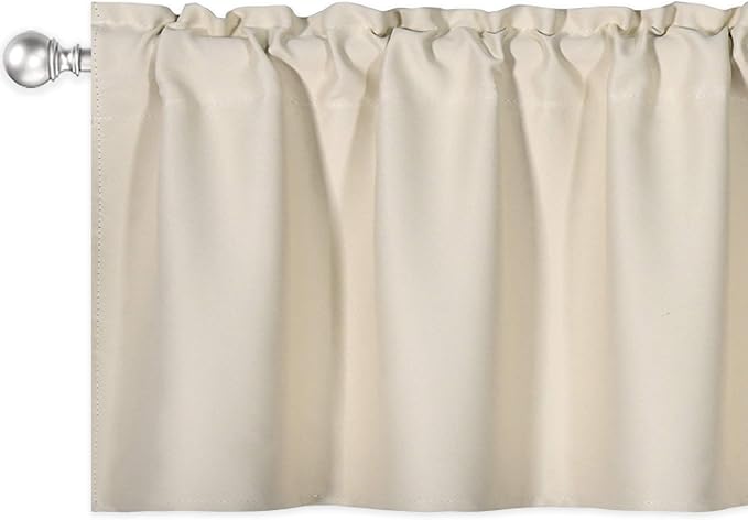Beige Extra Wide Valance for Windows 100x18 Inch Solid Thermal Insulated Blackout Rod Pocket Kitchen Short Curtain Toppers Extra Wide Valance for Bathroom Living Room 1 Panel