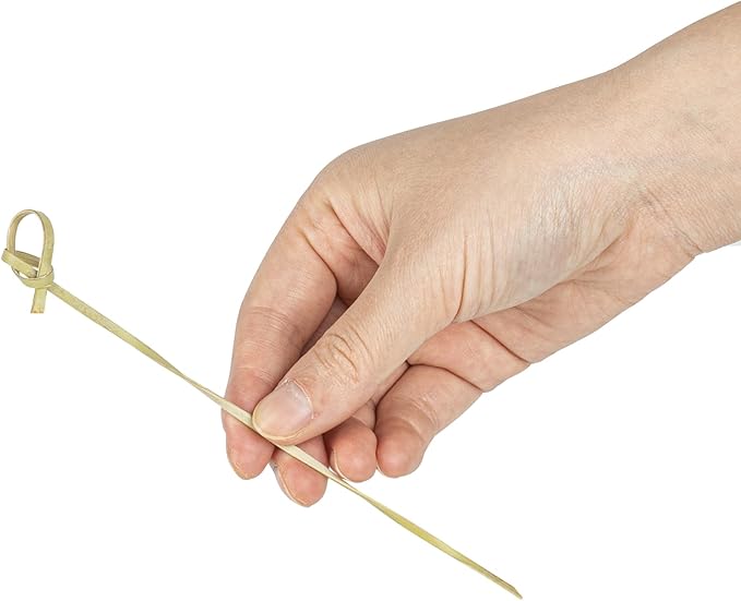 Restaurantware 6 Inch Twisted Bamboo Skewers 1000 Sturdy Disposable Bamboo Food Picks - Sturdy Looped Knot Bamboo Appetizer Picks Sustainable For Serving Appetizers and Cocktail Garnishes