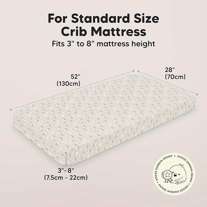 2-Pack Crib Sheets for Boys,Girls - Viscose Derived from Bamboo Fitted Crib Sheet, Organic Baby Crib Sheets, Crib Mattress Sheet,Toddler Bed Sheets,Baby Sheets for Crib Fitted Sheets(Daisies)