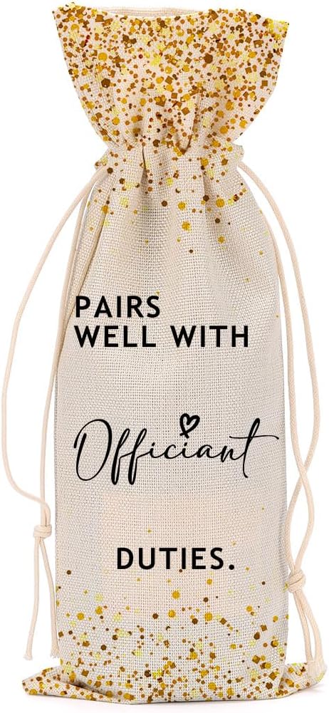 Officiant Gifts Bridal Shower Gifts Wedding Wine Bag Engagement Gifts for Couples Honeymoon Gifts for Women Men Friend Coworker Lady Bachelorette Party Wine Bags