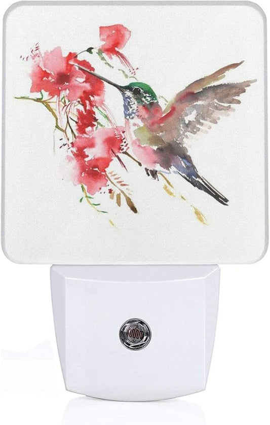 Funny Hummingbird Plug in Night Light Plug into Wall LED Nightlight Auto Sensor Dusk to Dawn lamp for Kids Girls Room Bedroom Bathroom Nursery Kitchen Hallway Stairs Home Decorative