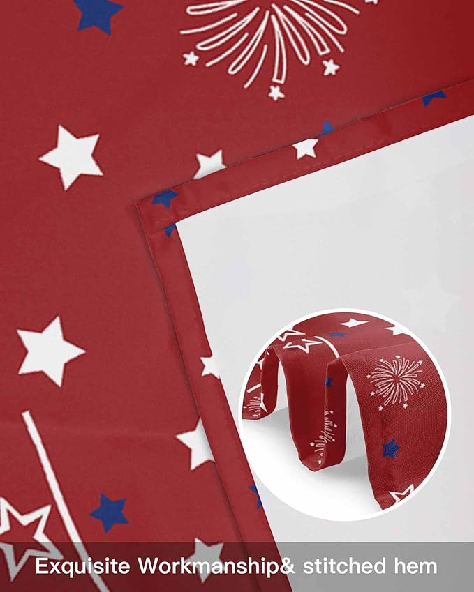 Patriotic 4th of July Kitchen Curtains Valances for Windows Red White Blue Stars Freedom Rod Pocket Window Treatment for Kitchen /Living Room/Bedroom/ Bathroom, 42" X 12", Memorial Day Summer